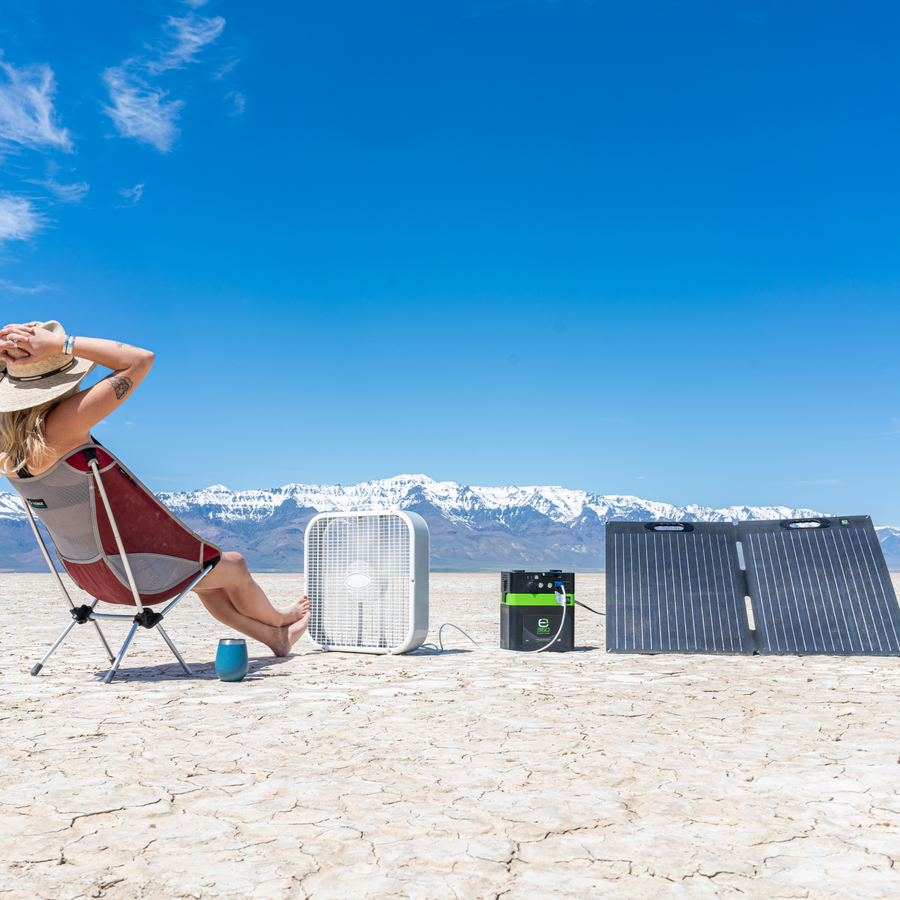 E360 (1) EX-AURA001: AURA 600W Inverter  (1) EX-G24-95XDP: E360 12.8V 95Ah G24 Extreme-Density LiFePO4 Deep Cycle Battery [A]