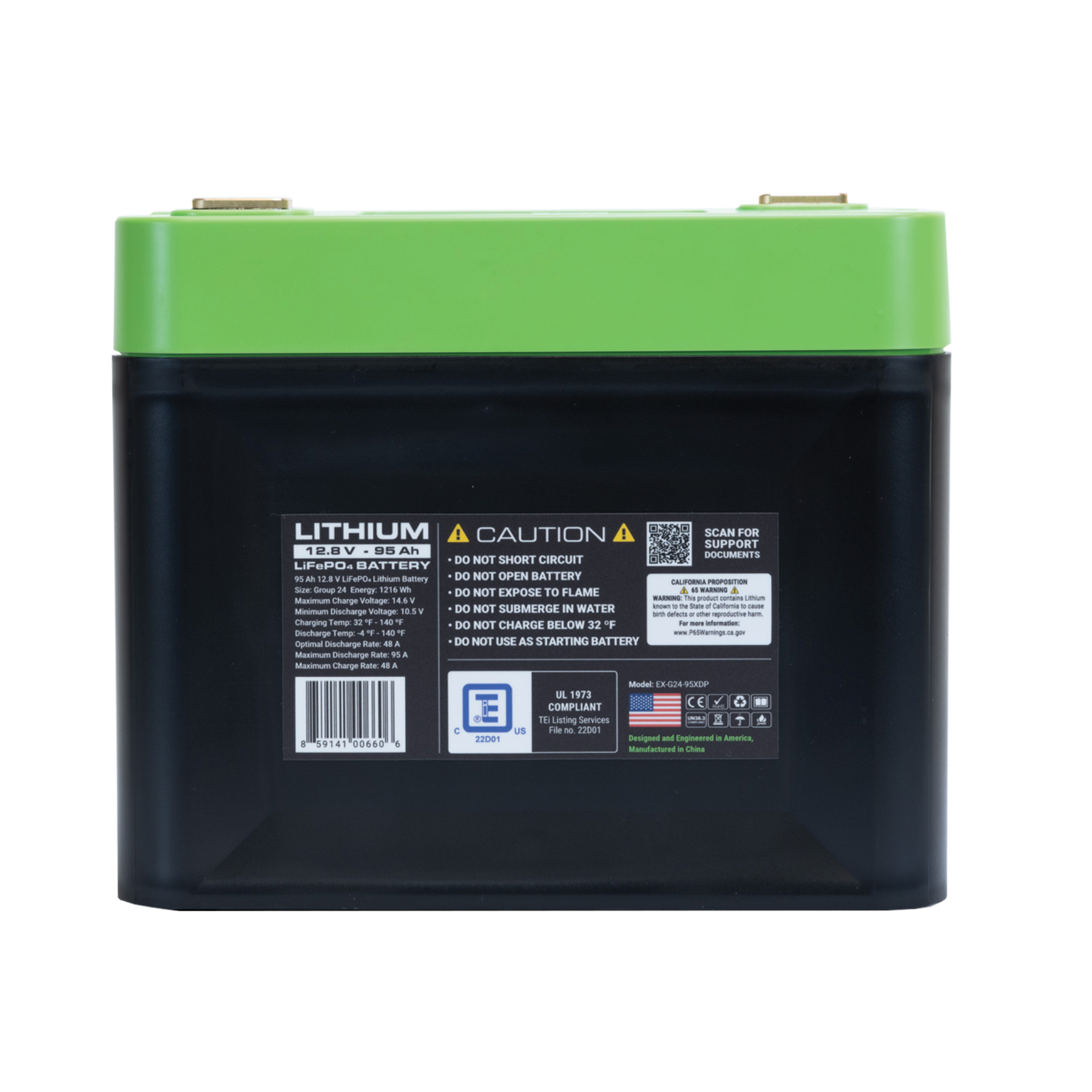 E360 12.8V 80Ah G24 High-Density LiFePO4 Deep Cycle Battery [B]
