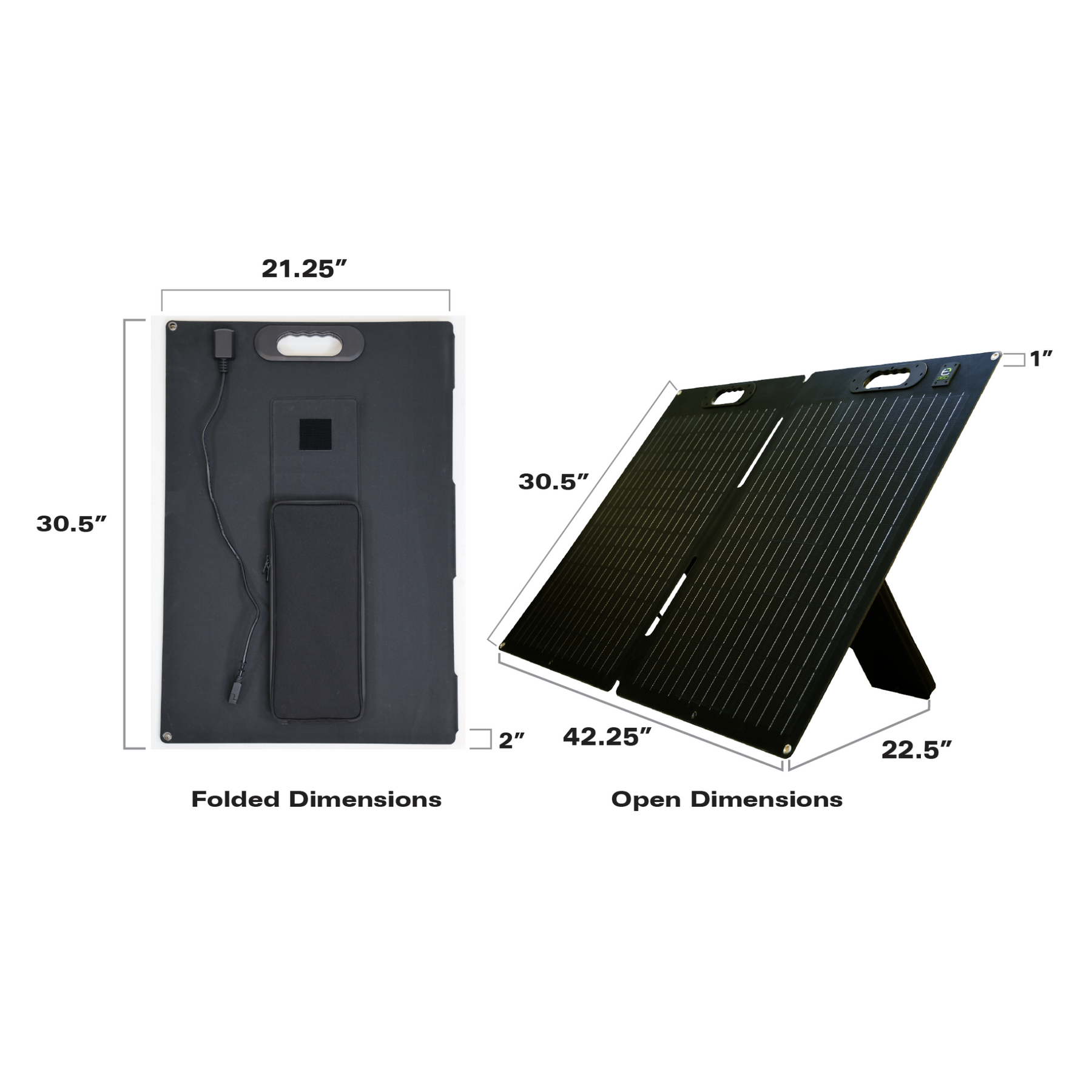 Portable Power Bundle. 120W Portable Solar Panel, 10A Solar Controller, and 8' SAE Adapter Cable: [A]